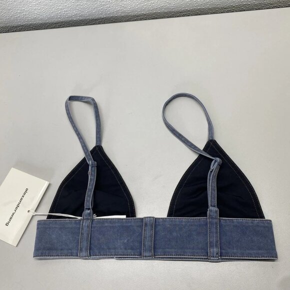 NEW ALEXANDER WANG  Trompe L’oeil Denim Bra Top Blue Size XS | Triangle Style - Picture 5 of 9